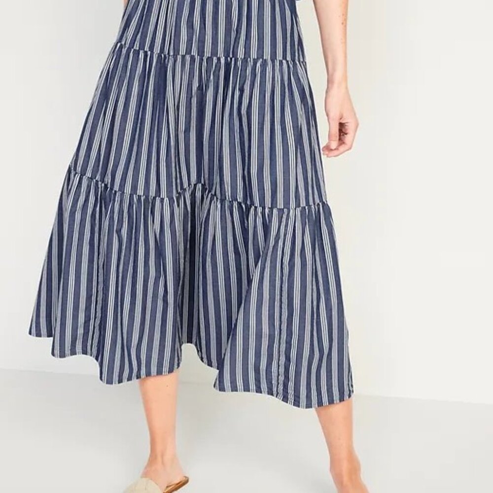 Old Navy Striped Tiered Midi Skirt - Size S